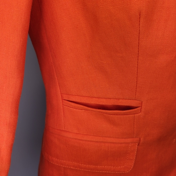 J. Crew Schoolboy Orange 100% linen long Sleeve Blazer size 00 - Picture 3 of 11